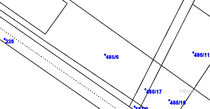 Parcela st. 485/6 v KÚ Unčovice, Katastrální mapa