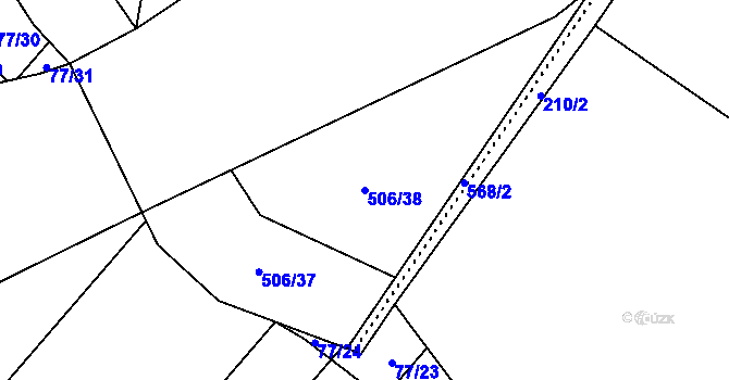 Parcela st. 506/38 v KÚ Unčovice, Katastrální mapa