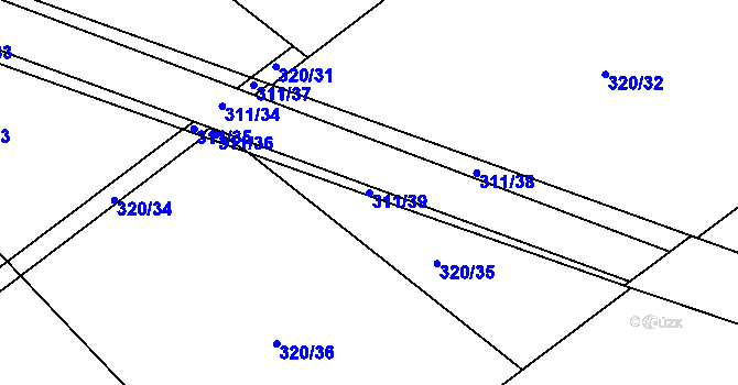 Parcela st. 311/39 v KÚ Unčovice, Katastrální mapa