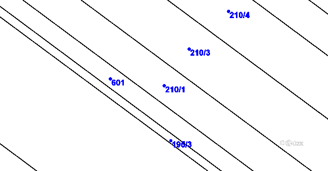 Parcela st. 210/1 v KÚ Unčovice, Katastrální mapa