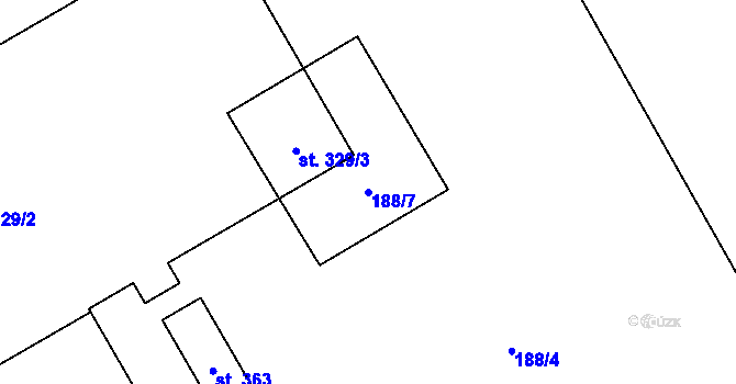 Parcela st. 188/7 v KÚ Unčovice, Katastrální mapa