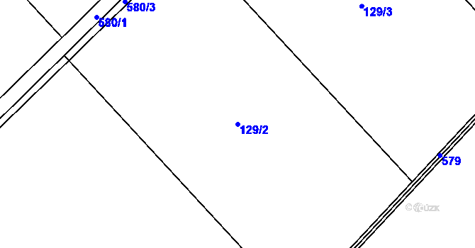 Parcela st. 129/2 v KÚ Unčovice, Katastrální mapa