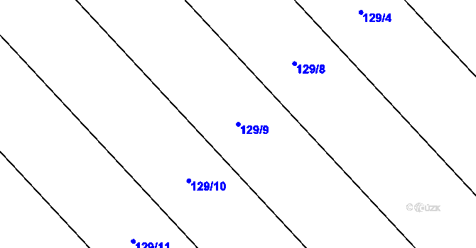 Parcela st. 129/9 v KÚ Unčovice, Katastrální mapa
