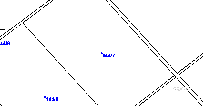 Parcela st. 144/7 v KÚ Unčovice, Katastrální mapa
