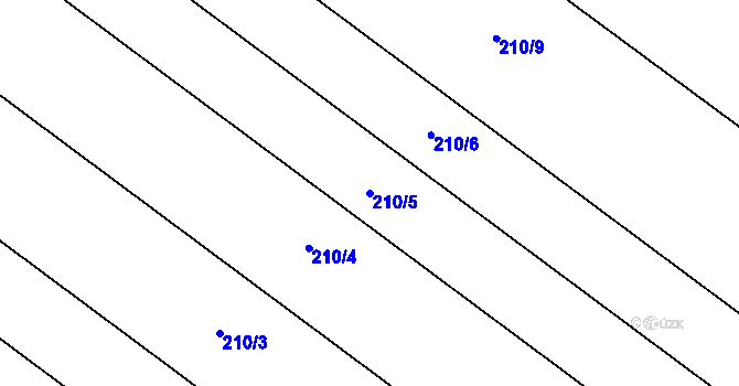 Parcela st. 210/5 v KÚ Unčovice, Katastrální mapa