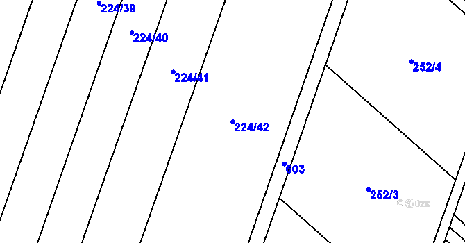 Parcela st. 224/42 v KÚ Unčovice, Katastrální mapa