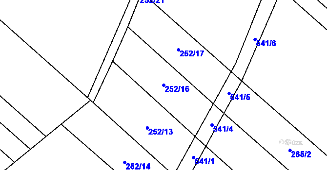 Parcela st. 252/16 v KÚ Unčovice, Katastrální mapa