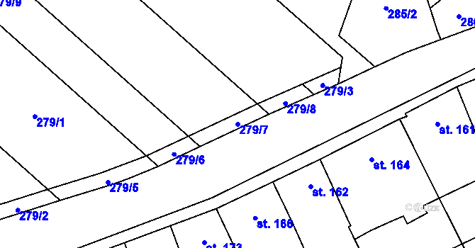Parcela st. 279/7 v KÚ Unčovice, Katastrální mapa