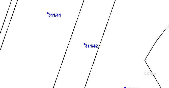 Parcela st. 311/42 v KÚ Unčovice, Katastrální mapa