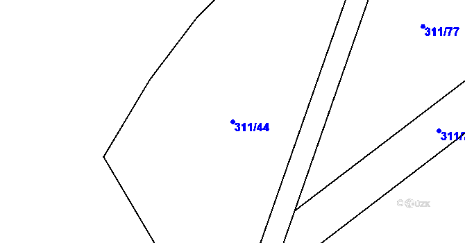 Parcela st. 311/44 v KÚ Unčovice, Katastrální mapa