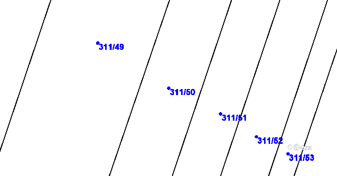 Parcela st. 311/50 v KÚ Unčovice, Katastrální mapa