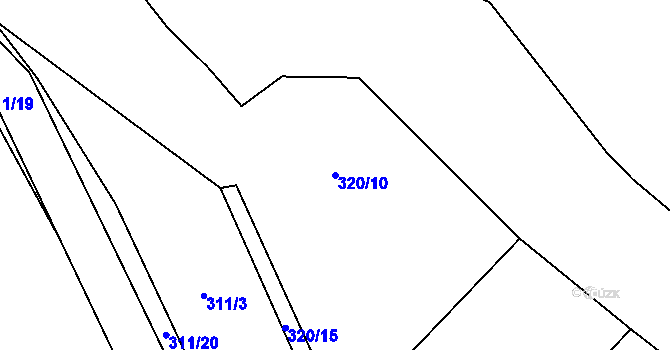 Parcela st. 320/10 v KÚ Unčovice, Katastrální mapa