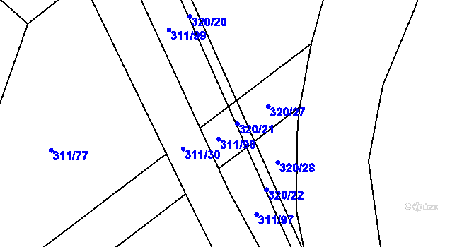 Parcela st. 320/21 v KÚ Unčovice, Katastrální mapa