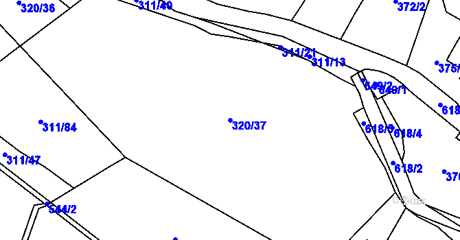 Parcela st. 320/37 v KÚ Unčovice, Katastrální mapa