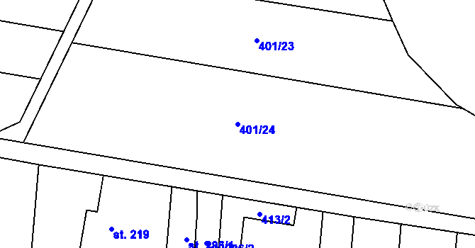 Parcela st. 401/24 v KÚ Unčovice, Katastrální mapa