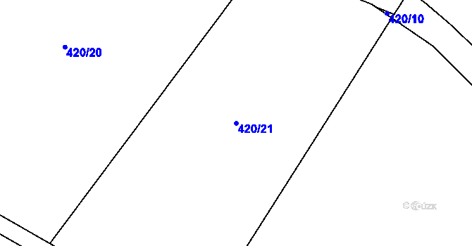 Parcela st. 420/21 v KÚ Unčovice, Katastrální mapa