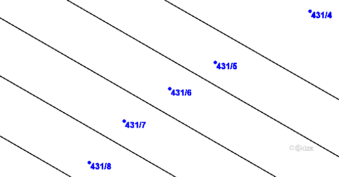 Parcela st. 431/6 v KÚ Unčovice, Katastrální mapa