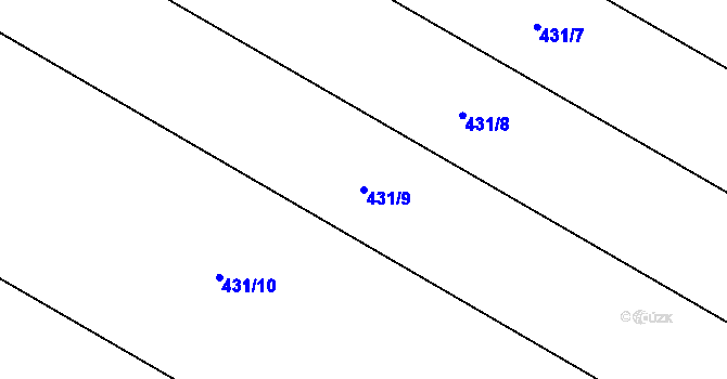 Parcela st. 431/9 v KÚ Unčovice, Katastrální mapa