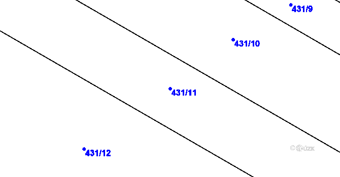 Parcela st. 431/11 v KÚ Unčovice, Katastrální mapa