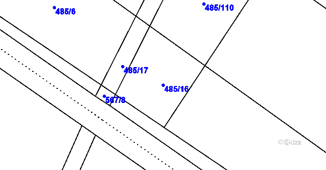 Parcela st. 485/16 v KÚ Unčovice, Katastrální mapa