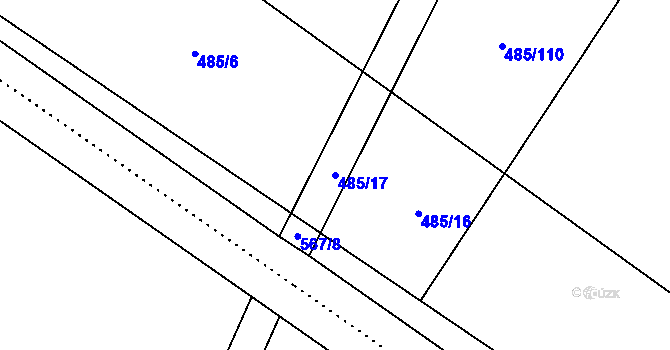 Parcela st. 485/17 v KÚ Unčovice, Katastrální mapa