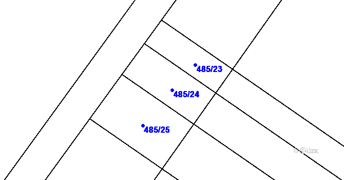 Parcela st. 485/24 v KÚ Unčovice, Katastrální mapa