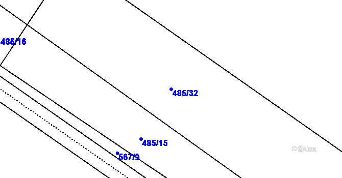 Parcela st. 485/32 v KÚ Unčovice, Katastrální mapa