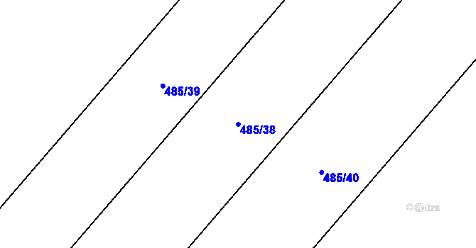 Parcela st. 485/38 v KÚ Unčovice, Katastrální mapa