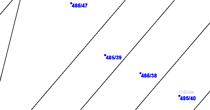 Parcela st. 485/39 v KÚ Unčovice, Katastrální mapa