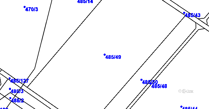 Parcela st. 485/49 v KÚ Unčovice, Katastrální mapa