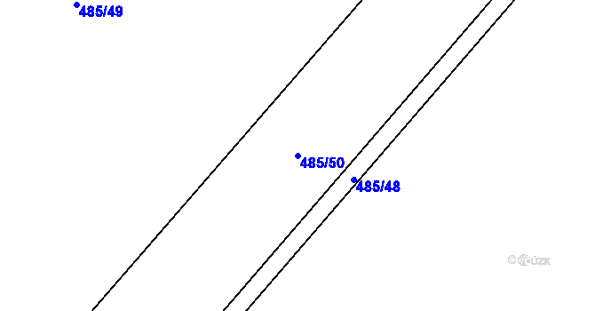Parcela st. 485/50 v KÚ Unčovice, Katastrální mapa