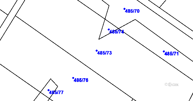 Parcela st. 485/73 v KÚ Unčovice, Katastrální mapa