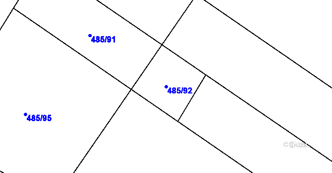 Parcela st. 485/92 v KÚ Unčovice, Katastrální mapa