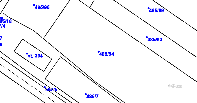Parcela st. 485/94 v KÚ Unčovice, Katastrální mapa