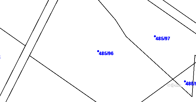 Parcela st. 485/96 v KÚ Unčovice, Katastrální mapa