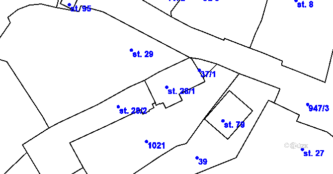 Parcela st. 28/1 v KÚ Únějovice, Katastrální mapa