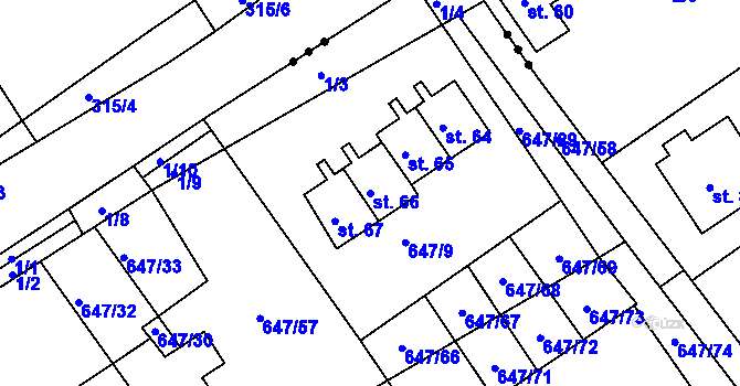 Parcela st. 66 v KÚ Únějovice, Katastrální mapa