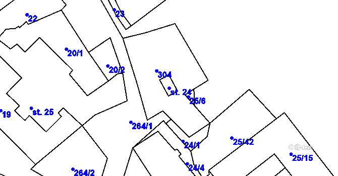 Parcela st. 24 v KÚ Čbán, Katastrální mapa