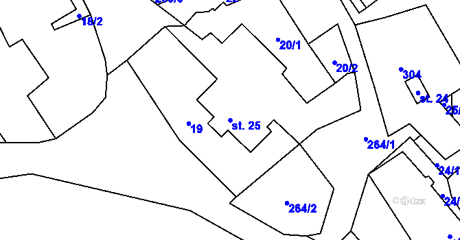 Parcela st. 25 v KÚ Čbán, Katastrální mapa