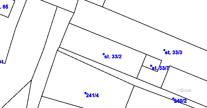 Parcela st. 33/2 v KÚ Čbán, Katastrální mapa