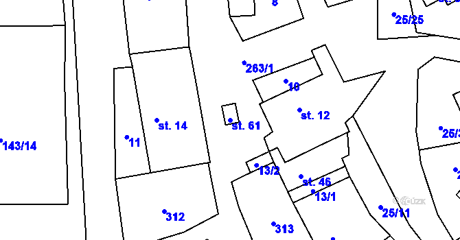 Parcela st. 61 v KÚ Čbán, Katastrální mapa
