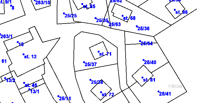 Parcela st. 71 v KÚ Čbán, Katastrální mapa