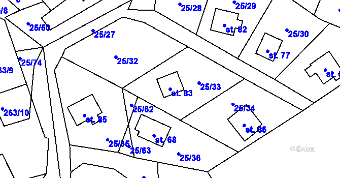 Parcela st. 83 v KÚ Čbán, Katastrální mapa