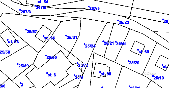 Parcela st. 25/24 v KÚ Čbán, Katastrální mapa