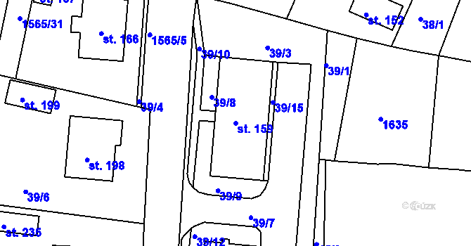 Parcela st. 159 v KÚ Úněšov, Katastrální mapa
