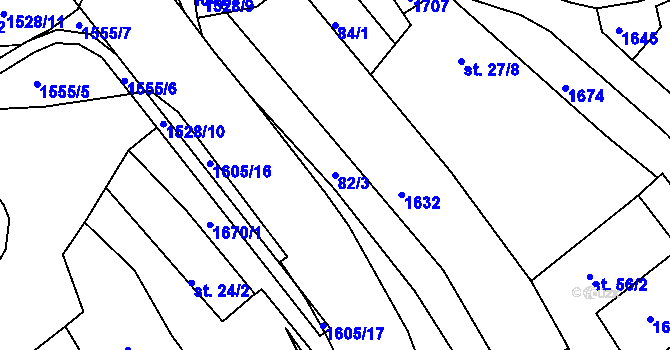 Parcela st. 82/3 v KÚ Úněšov, Katastrální mapa