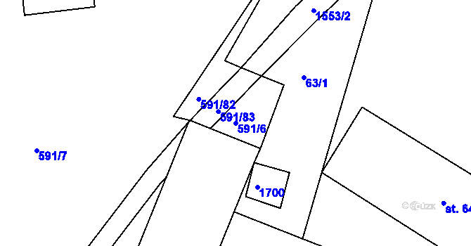 Parcela st. 591/6 v KÚ Úněšov, Katastrální mapa