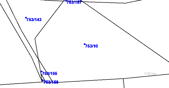 Parcela st. 753/10 v KÚ Úněšov, Katastrální mapa