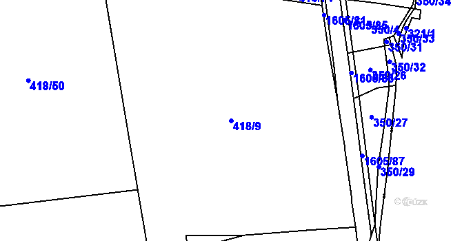 Parcela st. 418/9 v KÚ Úněšov, Katastrální mapa