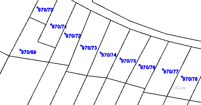 Parcela st. 970/74 v KÚ Úněšov, Katastrální mapa